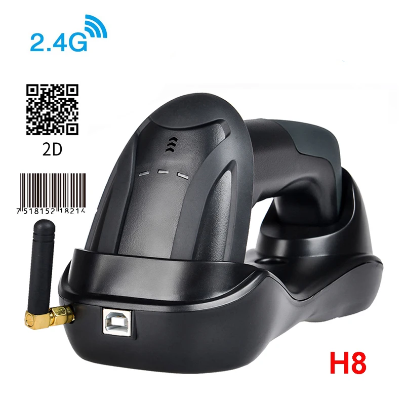 H6 Wirelress Barcode Scanner And RD-H8 1D/2D QR Bar Code Reader PDF417 for for POS and Inventory