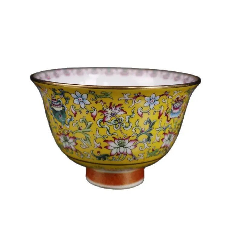 Chinese Old  Porcelain Gold And Pastel Bowl With Pattern Of Eight Treasures Pattern Chinese Meal Bowl