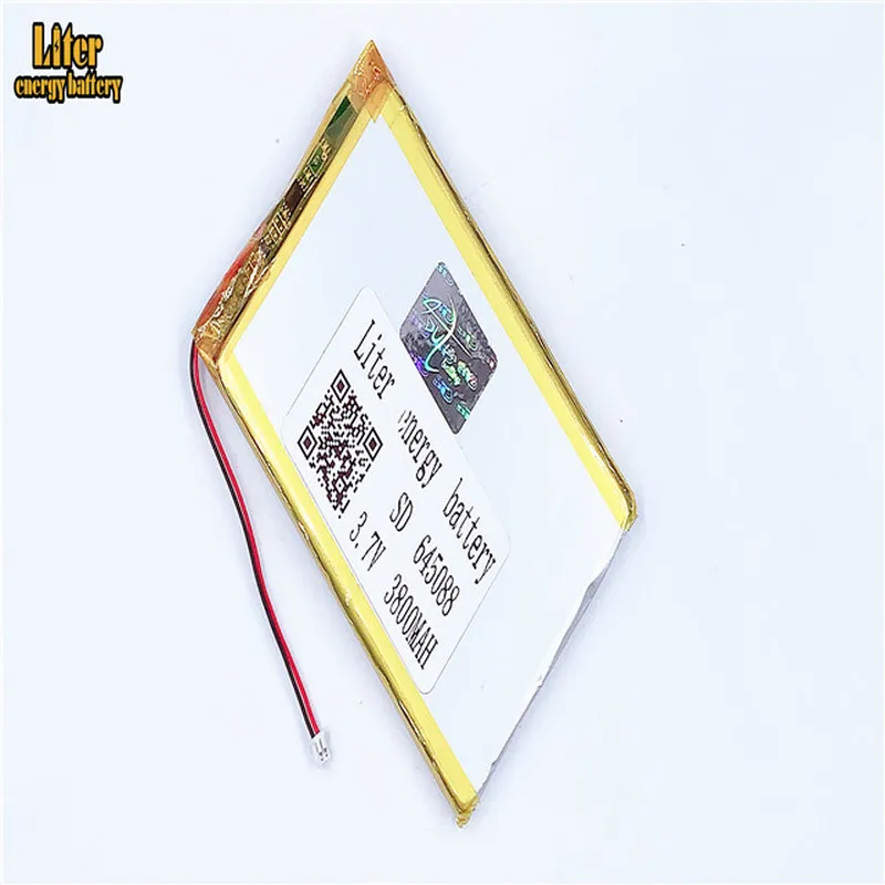 1.25MM 2pin connector Lithium Battery 3.7V 645088 3800mah 655090 high density flat lipo lithium polymer battery li ion battery