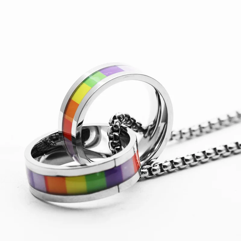 Men Women Gay Pride Rainbow Choker Stainless Steel Necklace LGBT Lesbian Pride Chocker Collar Punk COUPLES Jewelry Party Gift