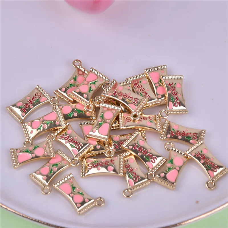 10pcs/pack 3D  Double Face Sweet Candy  Metal Charms for Earring DIY Jewelry  Making 10X15mm