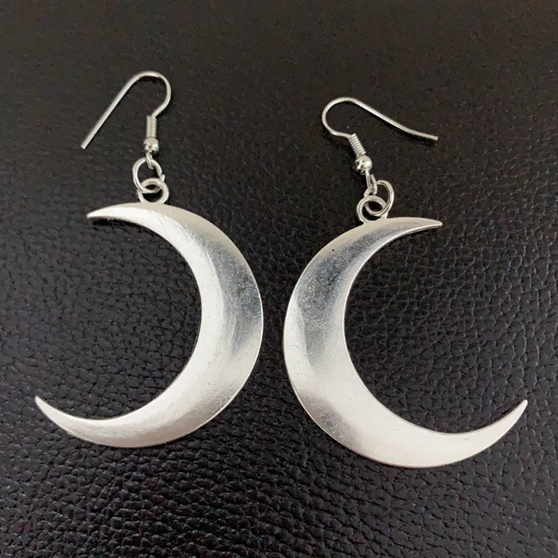 Pendientes de media luna, joyería gótica misteriosa, Luna, bruja, celta, pagana, viken, Dios de la luna, fase lunar, diosa de la bruja, regalo de moda para mujer