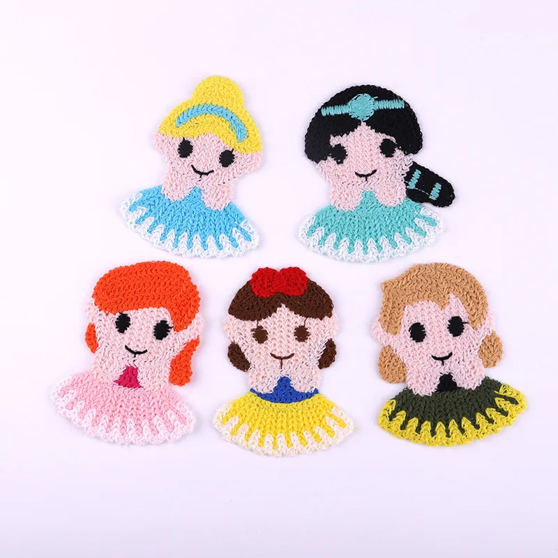 Lã colorida infantil de malha Cartoon princesa Patch, clip BB bonito coreano, hairpins doce menina, Headwear, acessórios de cabelo, 10pcs