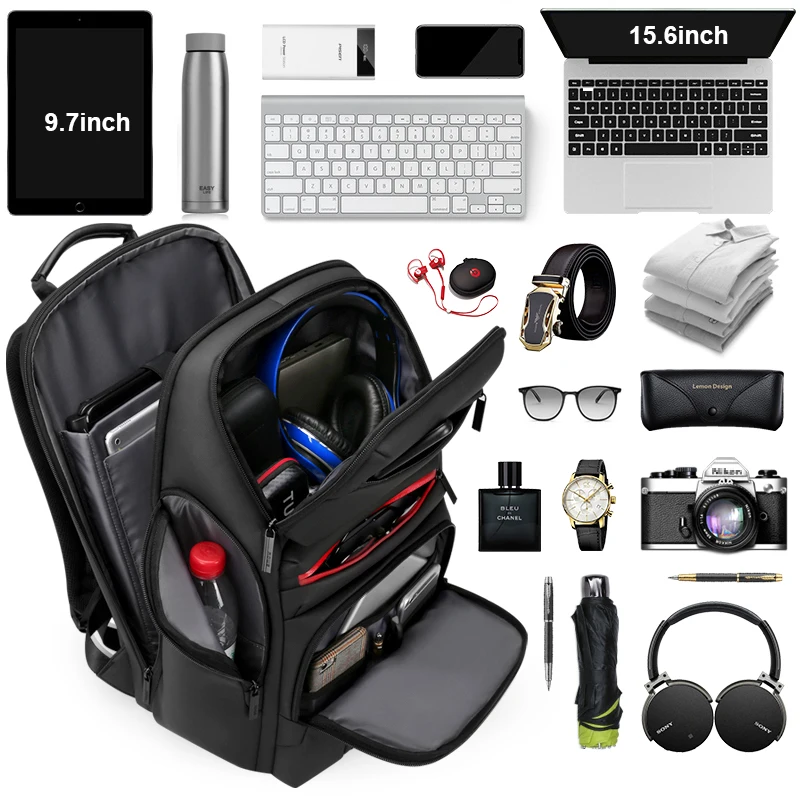 Fenruien-Mochila moderna para hombre de gran capacidad multifunción, bolsa para ordenador portátil con puerto de carga USB, mochila escolar para