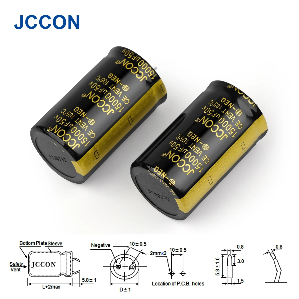 2Pcs JCCON Audio Electrolytic Capacitor 50V 4700UF 6800UF 10000UF 15000UF 22000UF For Hifi Amplifier High Frequency Low ESR