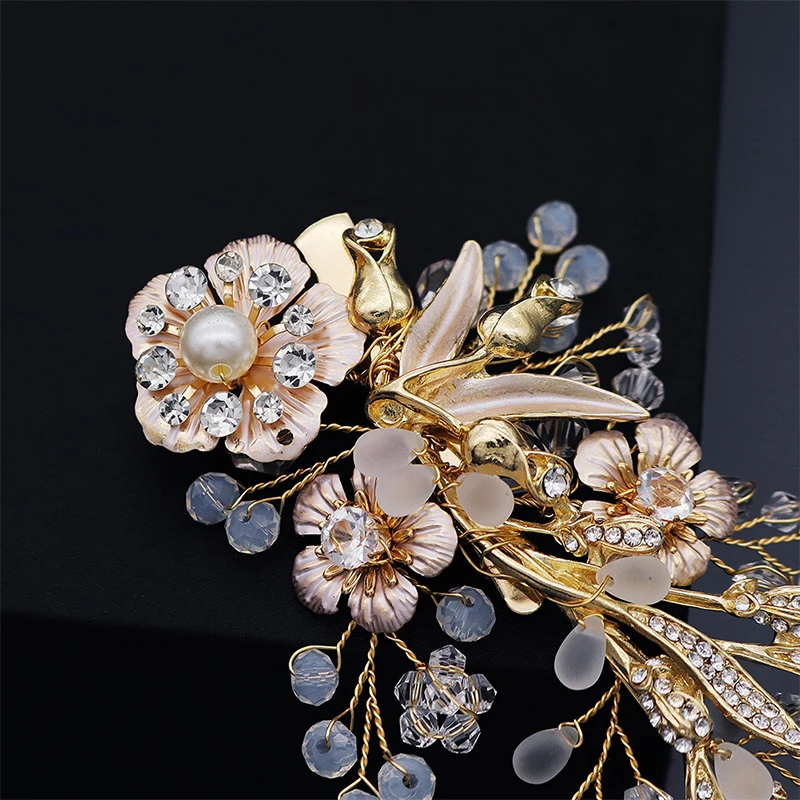 Hair Ornaments Wedding Fashion Headdress For Bride Handmade Wedding Crown Floral Pearl Hair Accessories