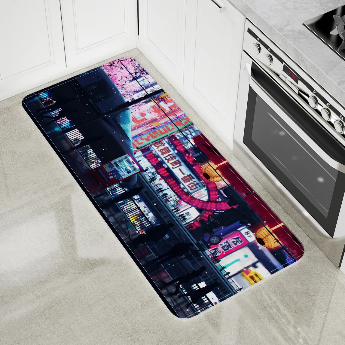 Tokyo Nightlife Floor Mat Kitchen Home Livingroom Bed Bath Decoration Japanese Area Rugs Bohemian Decorative Hippie Print Carpet