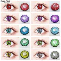 OVOLOOK-2pcs/pair Cosplay Lenses Colored Prescription Lenses Halloween Contact Lenses for Vision Correction Eye Color Lens Yealy