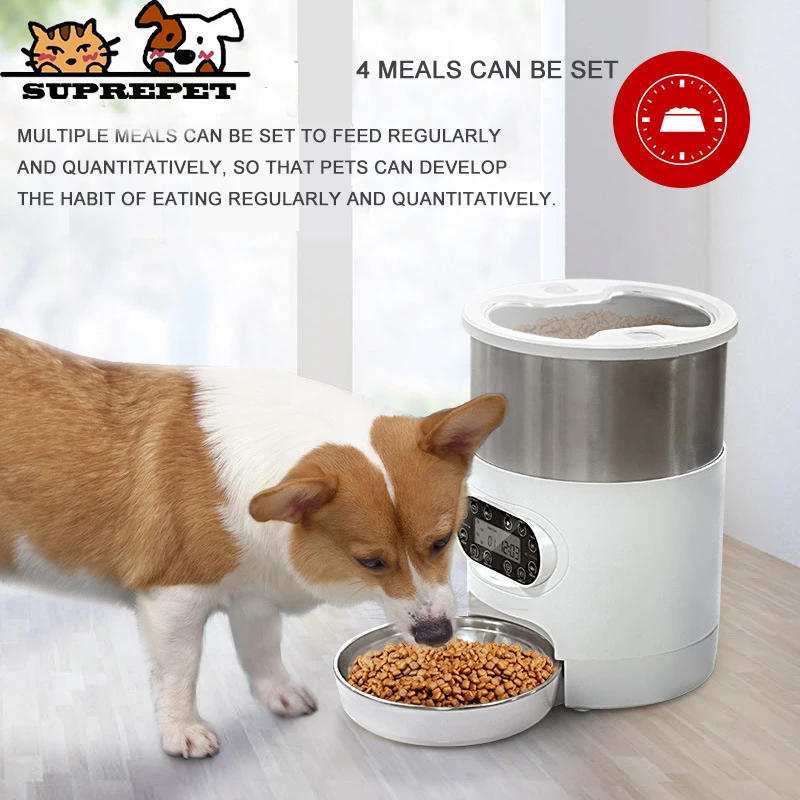 

SUPREPET Automatic Timing Pet Feeder Dog Feeding Stainless Steel Double Bowl Cat Water Fountain Smart Food Dispenser Fuente Agua