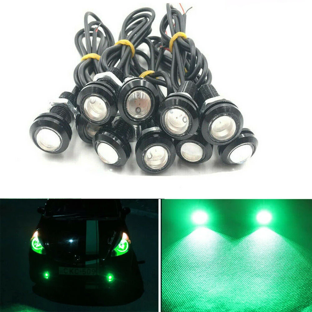 10x 9W Waterproof Green Car LED Eagle Eyes Light DRL Fog Tail Grill Bumper Backup Marker Lighting