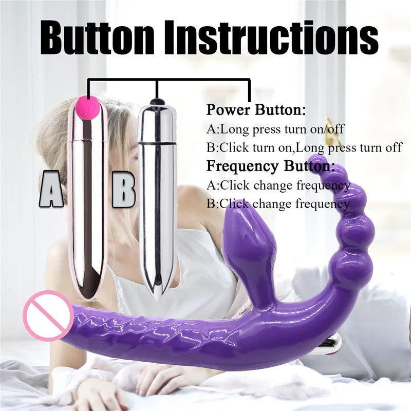 Strapon Dildo Vibrator for Couples Erotic Intimate Goods Double Penetration 10 Speed Anal Vibrator Sex Toys for Women