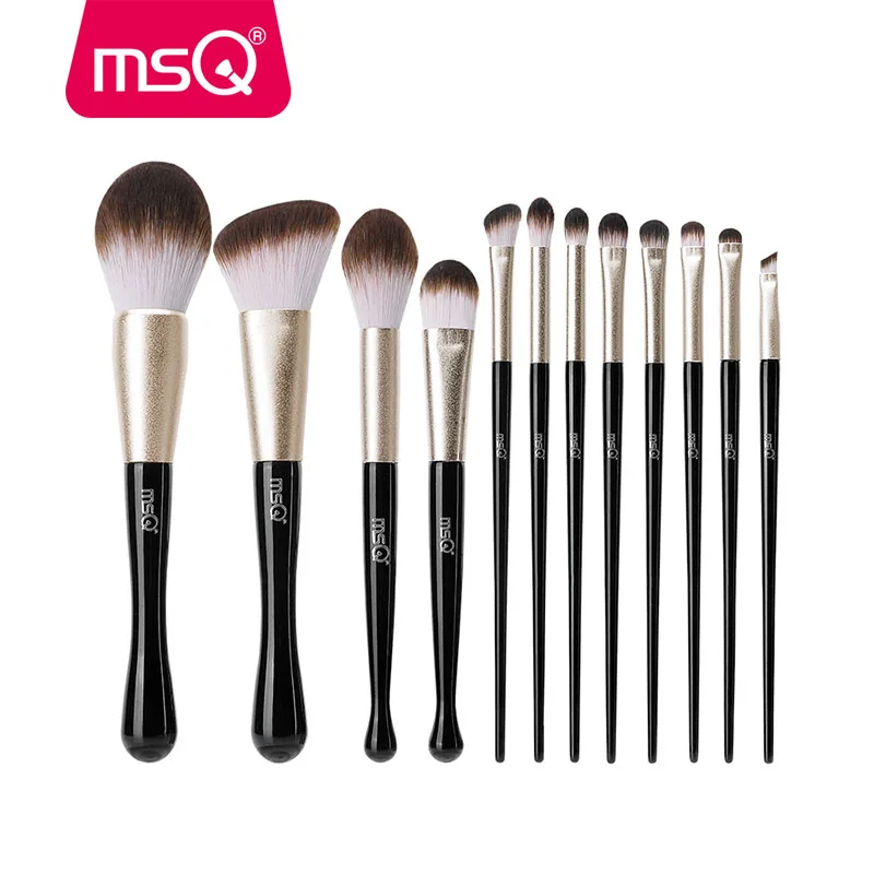 MSQ 12pcs Makeup Brushes Sets Powder Foundation Eyeshadow Contour Professional Cosmetic Make Up Brush Kit Synthetic Hair