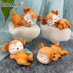 Molde de silicona con forma de ciervo 3D, herramientas de decoración de pasteles, Fondant, Chocolate, Cupcake, postre, Sika, cocina para hornear