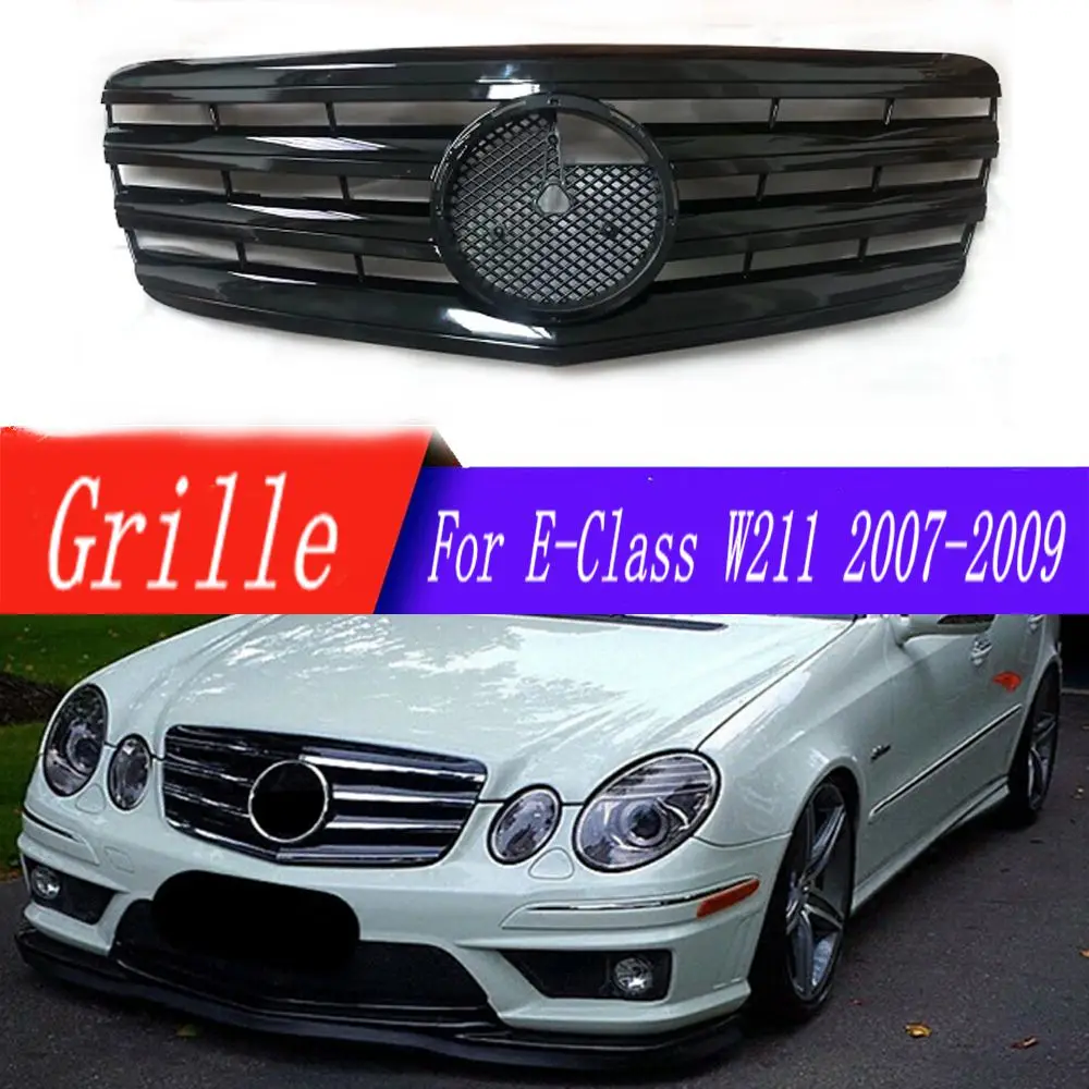 

High quality ABS car front grille For Mercedes-Benz E-Class E500 E550 E280 E320 E350 2007 2008 2009 Front bumper racing grill