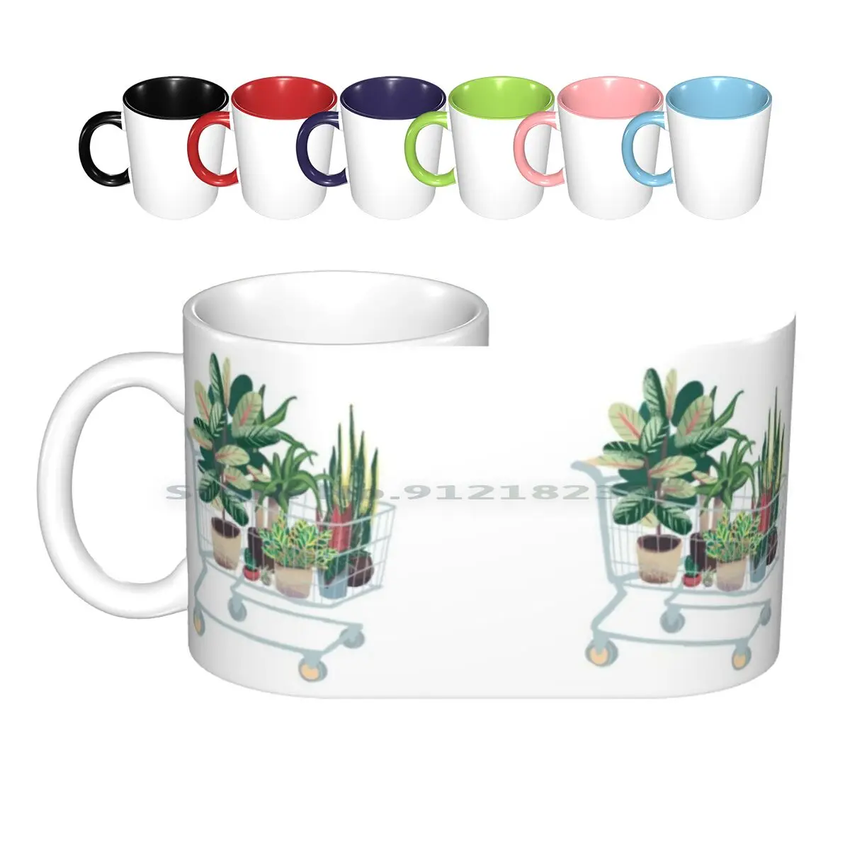 Plant Friends Ceramic Mugs Coffee Cups Milk Tea Mug Plants Houseplants Floral Nature Green Flowers Foliage Leaves Greenery