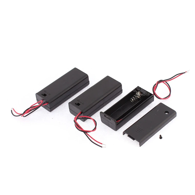 

1 X 1.5V AA Black Battery Holder Connector Batteries Plastic Storage Box Case ON/OFF Switch With Lead Wire