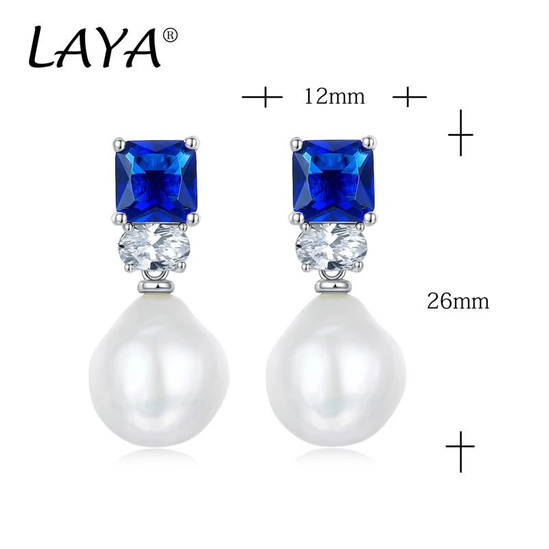 925 Sterling Silver Fashion Perlas Barrocas Naturales Created Sapphire Drop Earrings For Women Wedding High Quality Jewelry