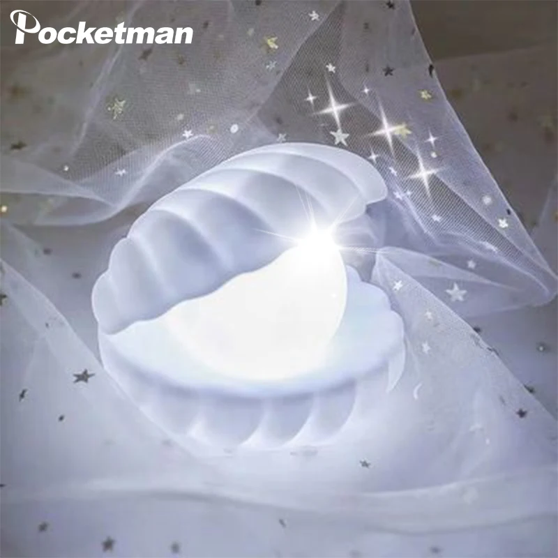 Shell Perle Nachtlicht Nacht Zimmer Lampe Schlafzimmer Dekoration Licht Streamer Mermaid Fairy Shell Outdoor für Geschenk Dekoration