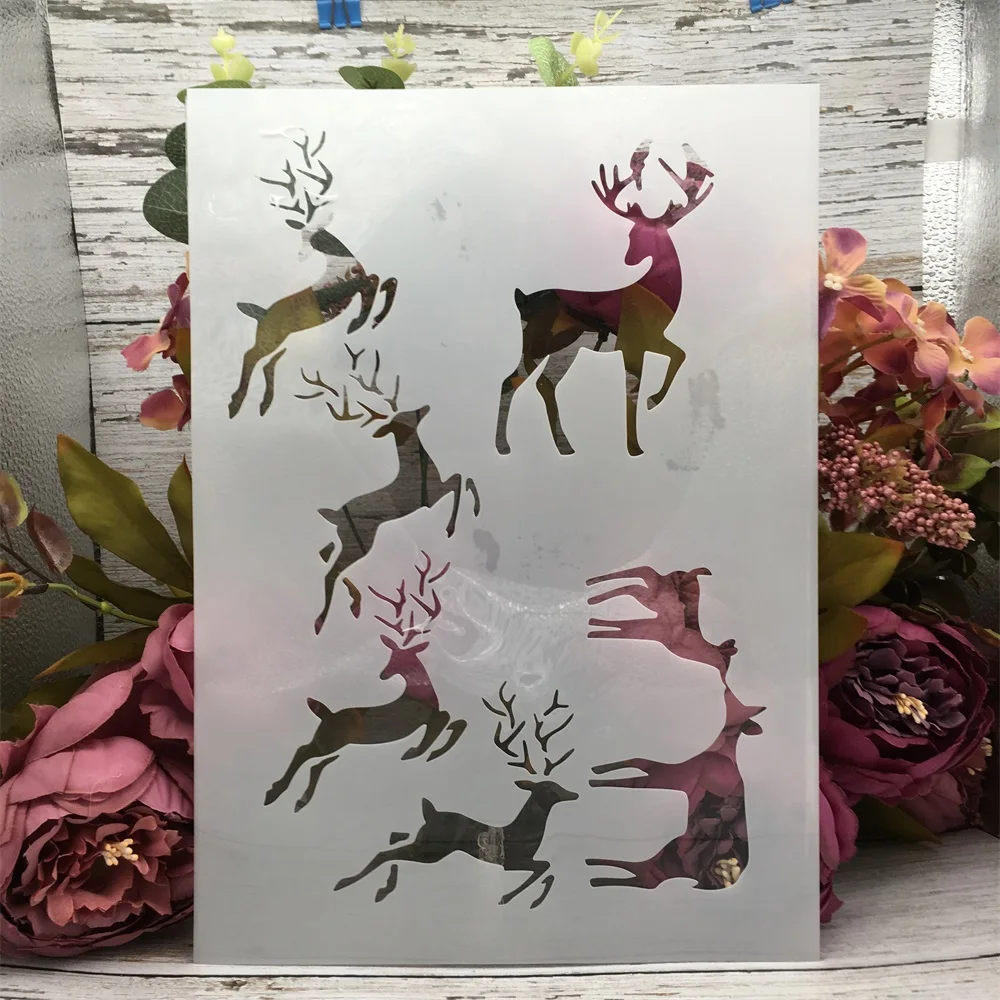 

29*21cm A4 Run Deer DIY Layering Stencils Wall Painting Scrapbook Coloring Embossing Album Decorative Template