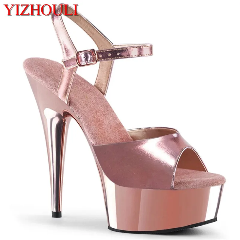 

6 inch nightclub heels, stylish 15 cm electroplated stiletto heels, model stage pole dancing sandals