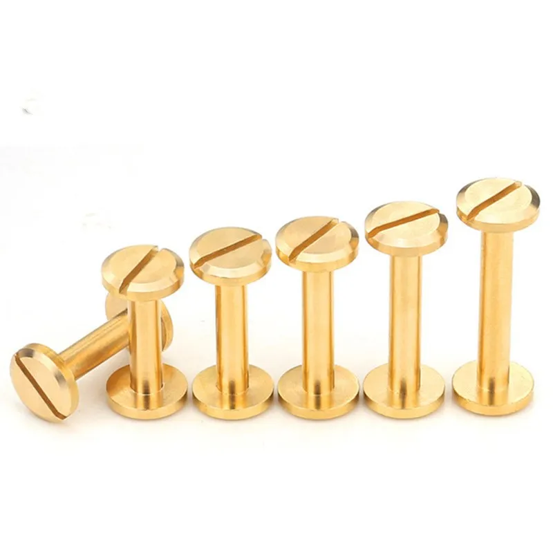 4-20MM 10Pcs Solid Brass plane Button Stud Screw Nail Rivet Screw Back Leather Belt for Sewing Handmade DIY Accessories Material