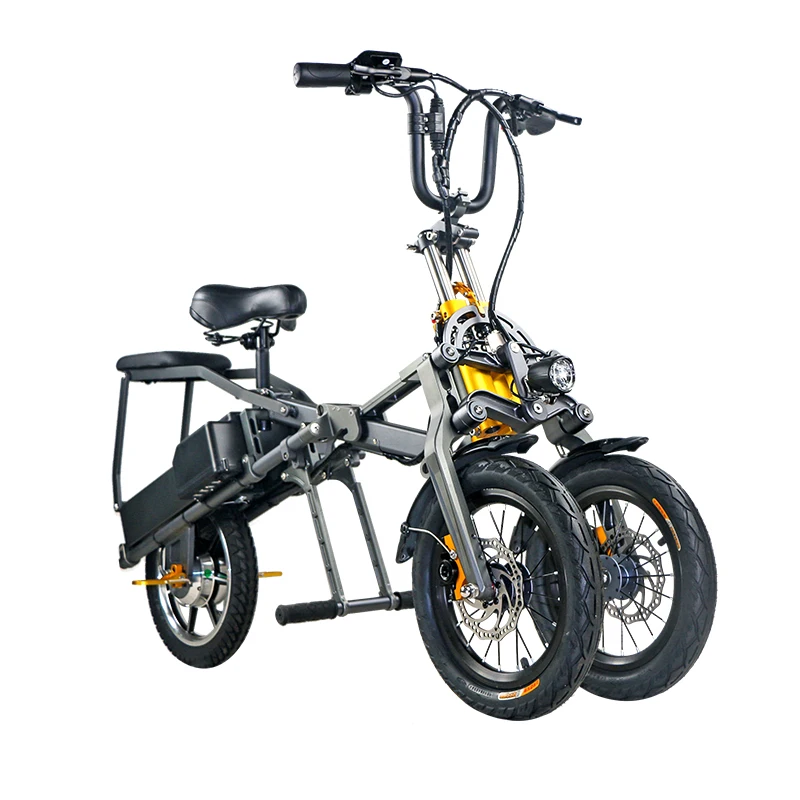 14inch Electric three-wheeled bicycle 48v lithium battery long battery life double battery fold ebike