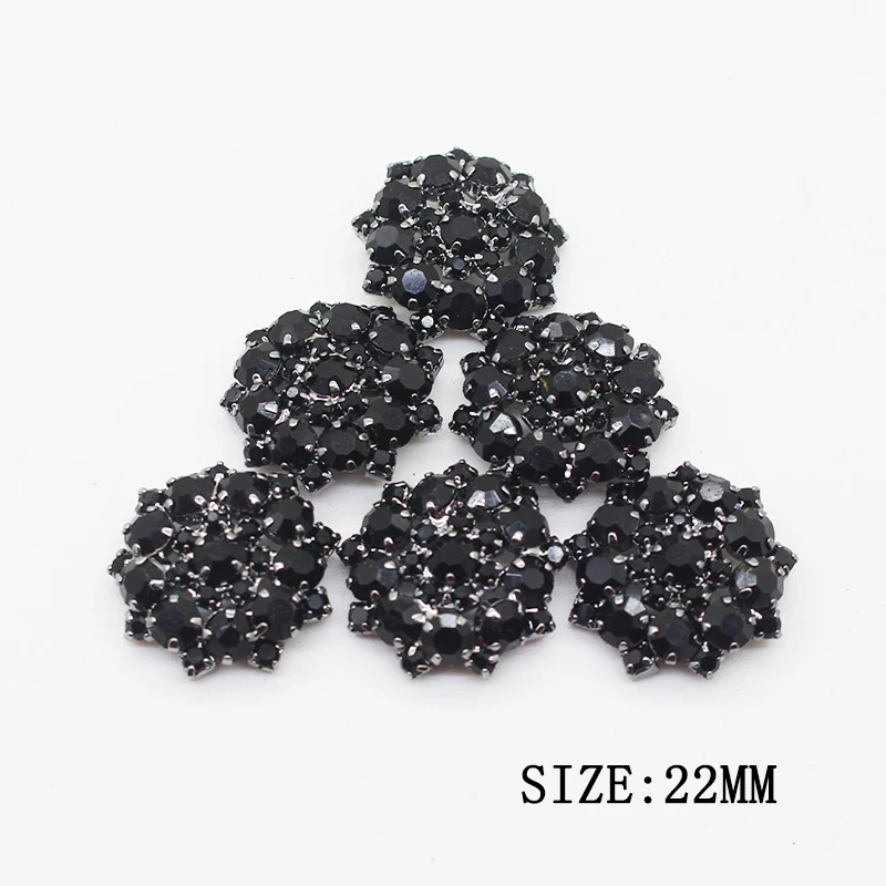 Black Crystal Button For Clothing 22MM 10Pcs/Lot Diy Sewing Handwork Decoration Buttons Accessories