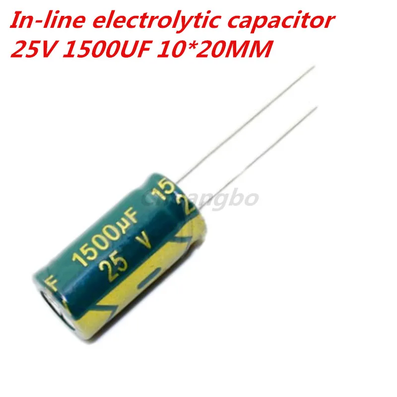 10-20pcs 25V 1500UF 10*20MM Higt quality Low ESR/Impedance high frequency aluminum electrolytic capacitor 10*20MM 25V 470UF 20%