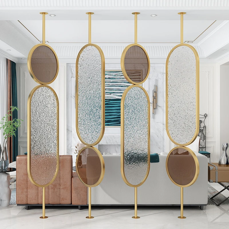 GY Decorative Tempered Glass Partition Wall Living Room Rotatable Hallway Screen Modern Simple Home Bedroom Covering