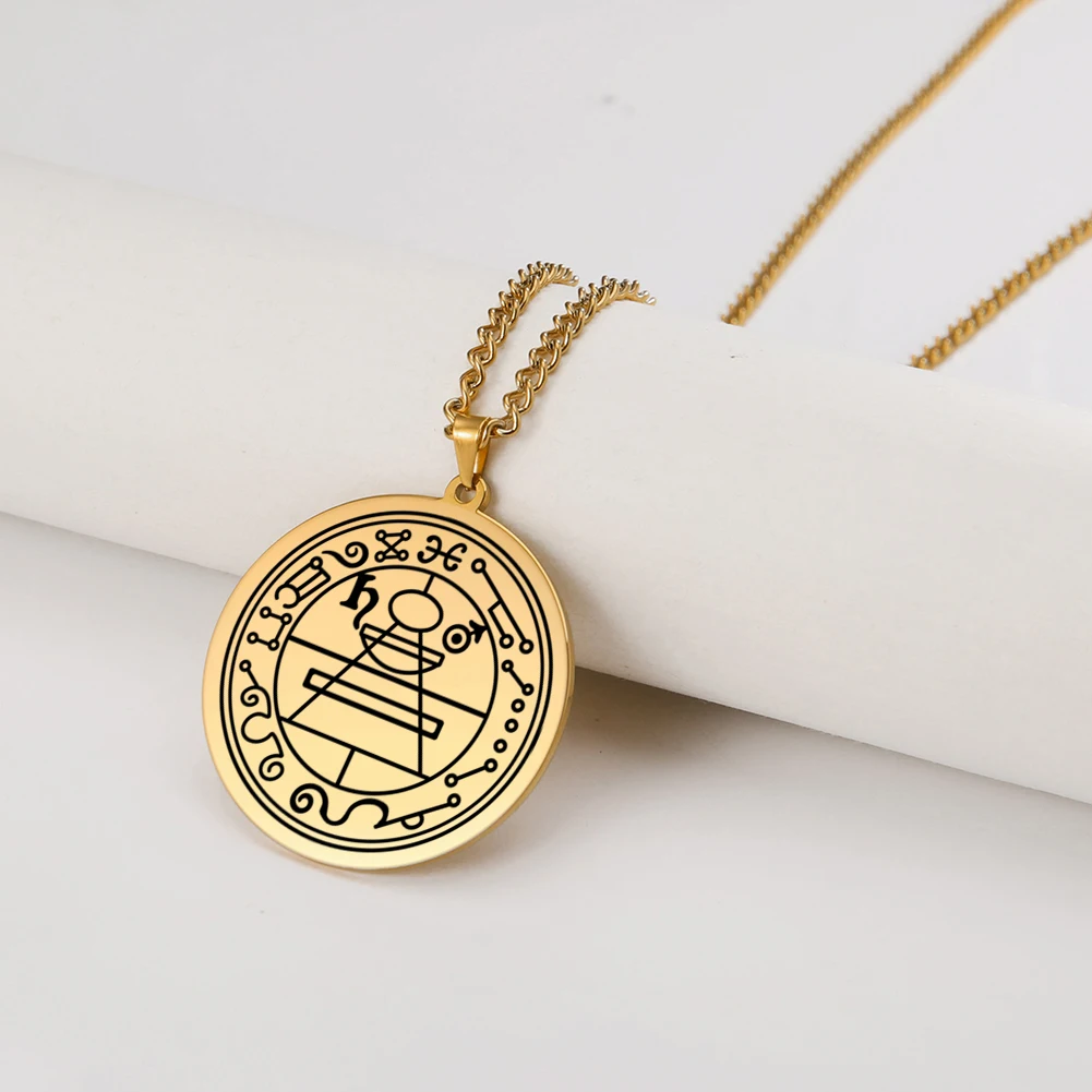 Dawapara Protection Secret Seal of Solomon Jewelry Wealth Fortune Amulet Pendant Necklace Talisman Stainless Steel Necklace