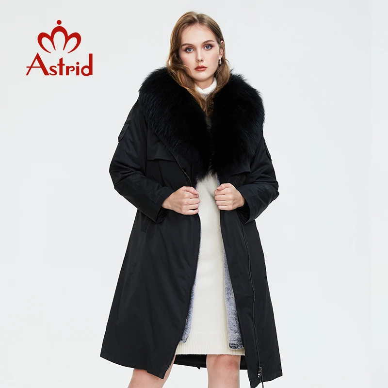 Astrid Winter Women Parka natural real fur Collar Overcoat female Removable Trench coat plus size Jackets Women coat  AR-7510