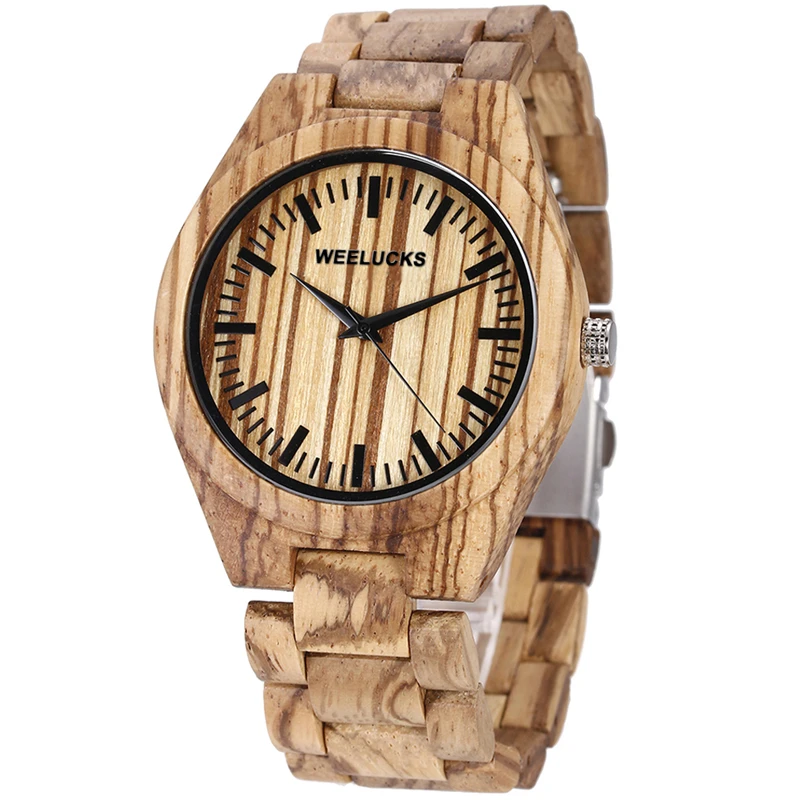 WEELUCKS v3001 new wooden unisex watch simple style wooden strap creative wooden case youth fashion leisure sports watch