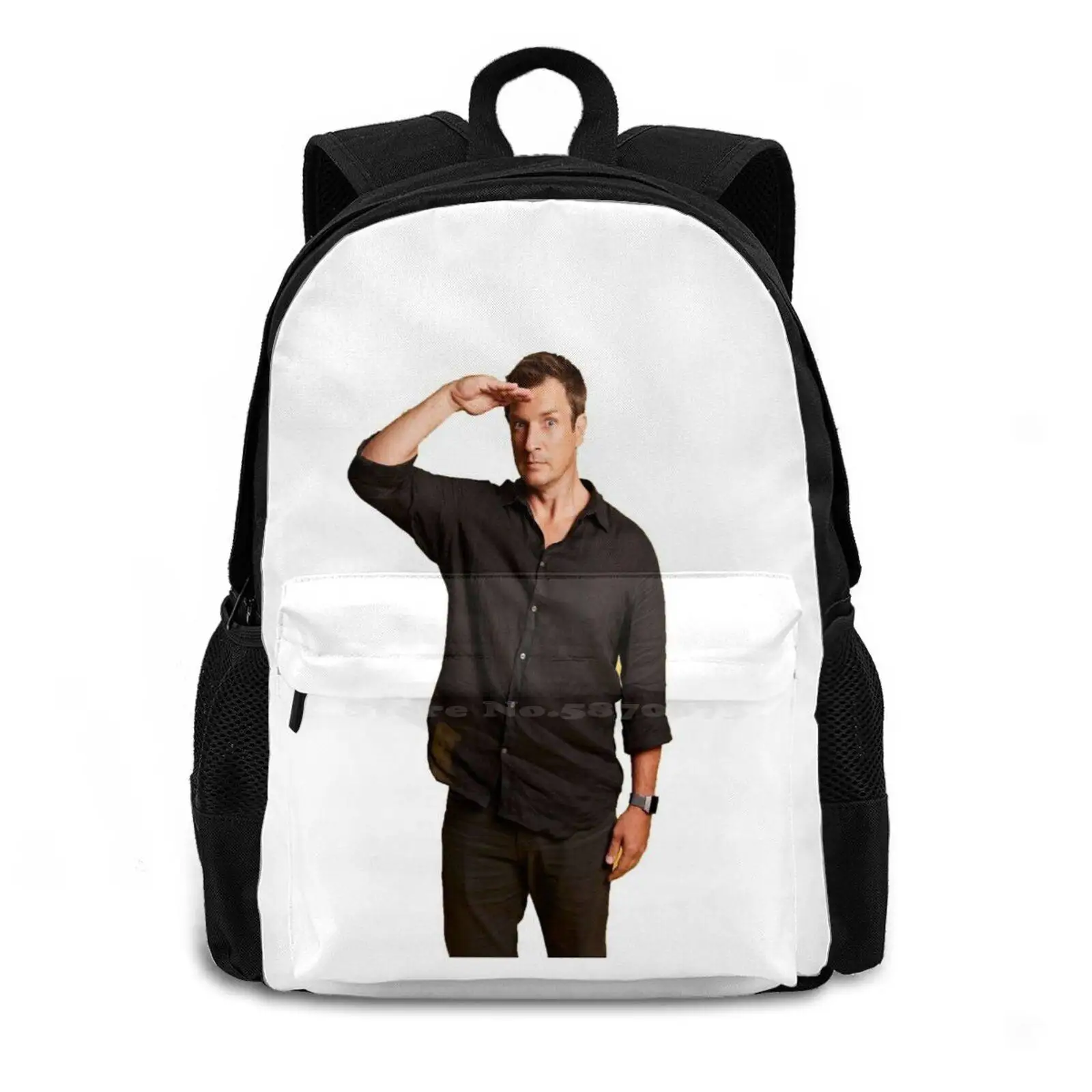 Nathan Fillion Salut Fashion Travel Laptop School Backpack Bag The Rookie Abc The Rookie Tv Tv Show Tv Nathan Fillion Alyssa