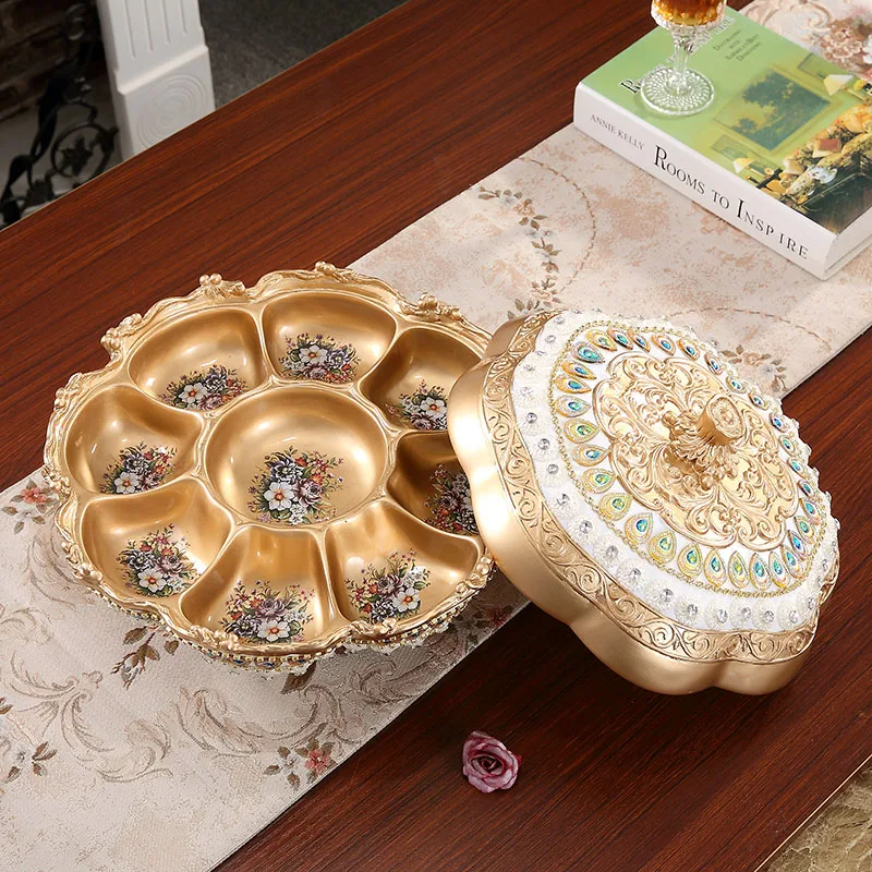 European Ceramic Dried Fruit Tray Resin Tissue Box Ashtray Ornaments Home Livingroom Coffee Table Figurines Crafts Decoration