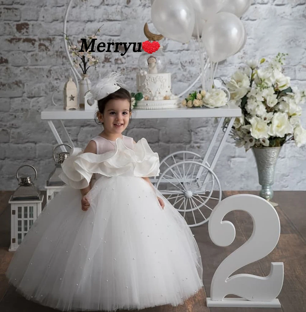 Rüschen Perlen Blume Mädchen Kleider für Hochzeiten Baby Party Echt Bilder Kinder Foto-shooting Baby Geburtstag Kleider