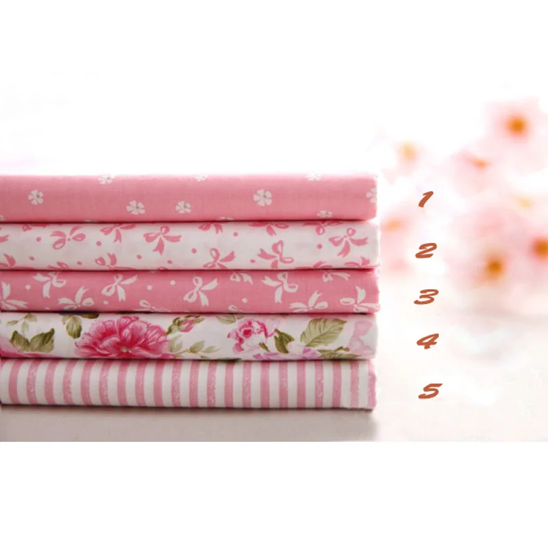 Booksew Tissu Africain Fabric 5 PCS 40cmx50cm Pink Quilting 100% Cotton Fabric Flowers Telas Patchwork Algodon Sewing Tilda