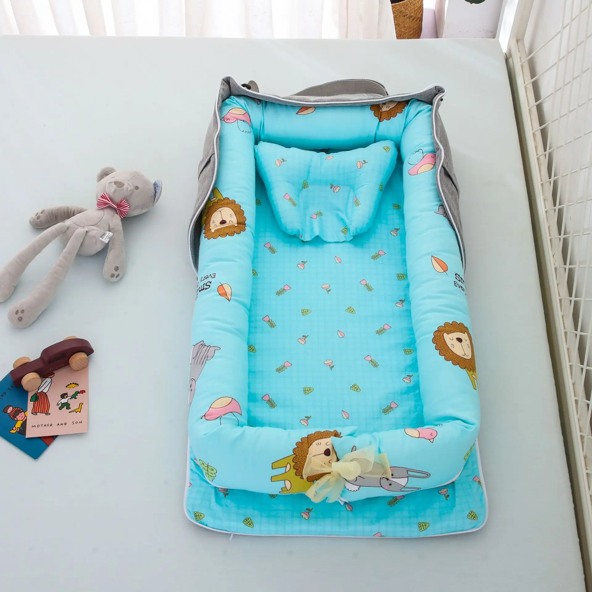 LazyChild Portable Baby Nest Bed For Boys Girls Travel Bed Infant Cotton Cradle Crib Baby Newborn Bed