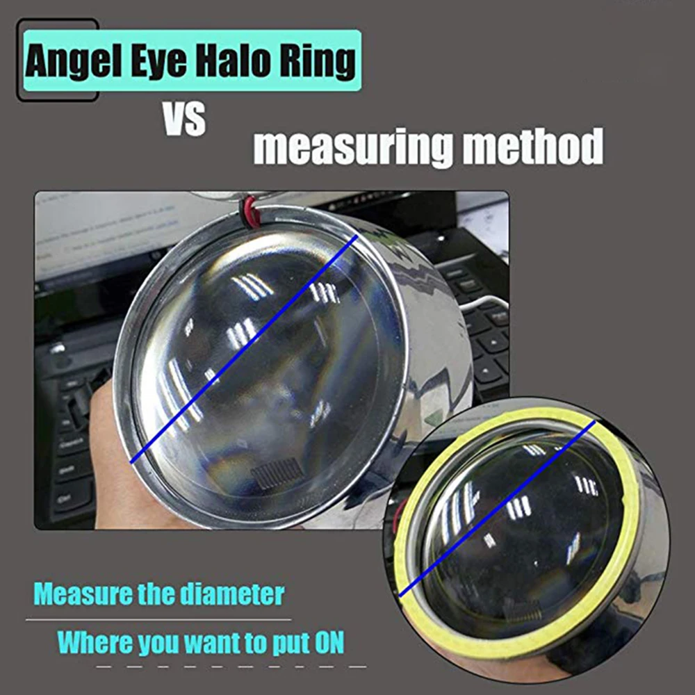 YSY COB Angel Eyes 60mm 130mm 2Pieces(1pair) Auto Halo Rings COB 140MM Angel Eye Car Headlight Motorcycle White Yellow 12V Led