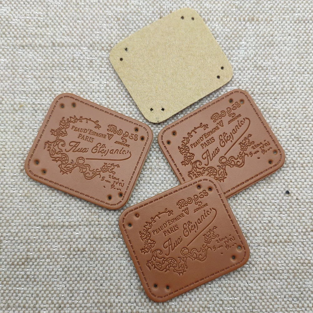 Handmade Paris With Leather Labels For Clothing Hand Made Pu Leather Tag For Clothes Patch Diy Accessories Handmade Label