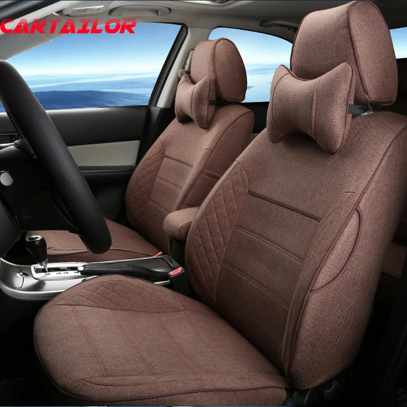 

CARTAILOR Car Seats for Volvo S40 Accessories for Cars Seat Covers & Supports Set Beige Flax Automobiles Cushion Cover Protector