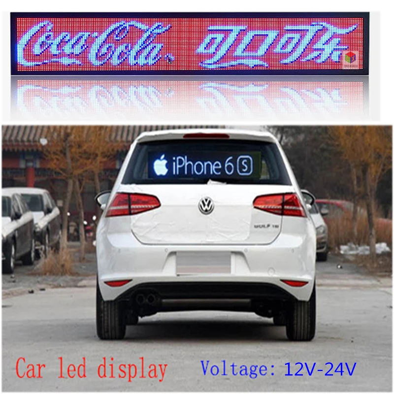 Indoor Programmable Scroll Text Image LED Sign Car Display 21x6 inch RGB Full Color PH4mm Led Sign Car Rear Window Message Board