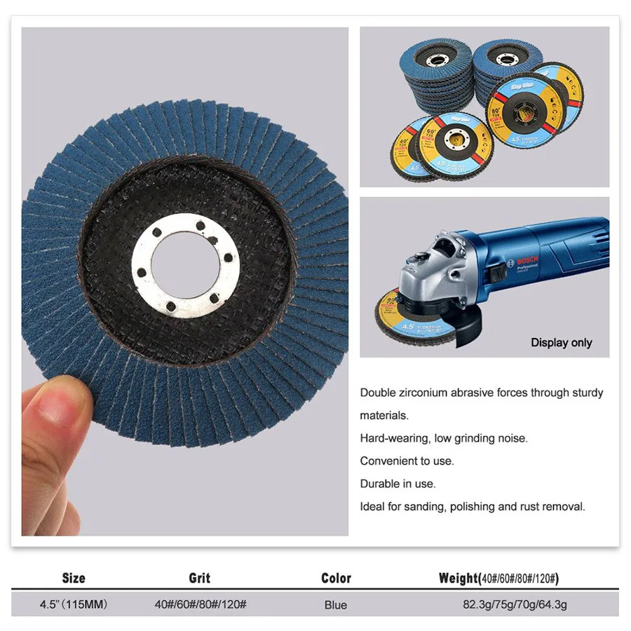 Disco abrasivo de rueda de pulido, accesorio para herramienta abrasiva para pulir y moler, espesamiento, 4,5 pulgadas, 115mm, 40 #60 #80 #120 #
