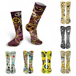 3D Fashion Cool Casual Trend Long Socks Unisex Happy Halloween Harajuku Socks Cotton Nylon Funny Cute Cartoons Stocking for Men