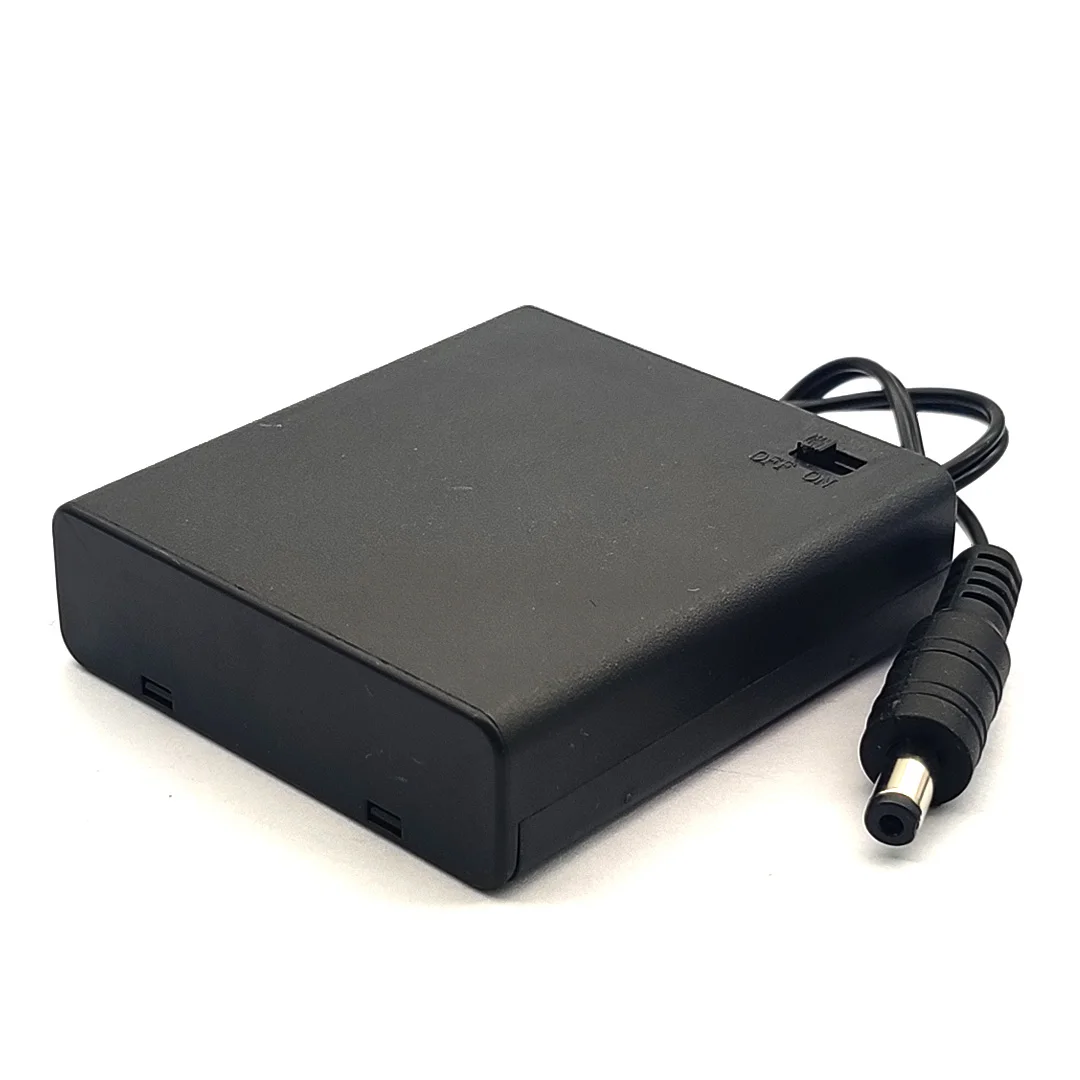 4xAA 6V коробка для батарей с переключателем с головкой постоянного тока 2,1x5,5 AA держатель батареи 4 * AA коробка для батарей с крышкой 6V