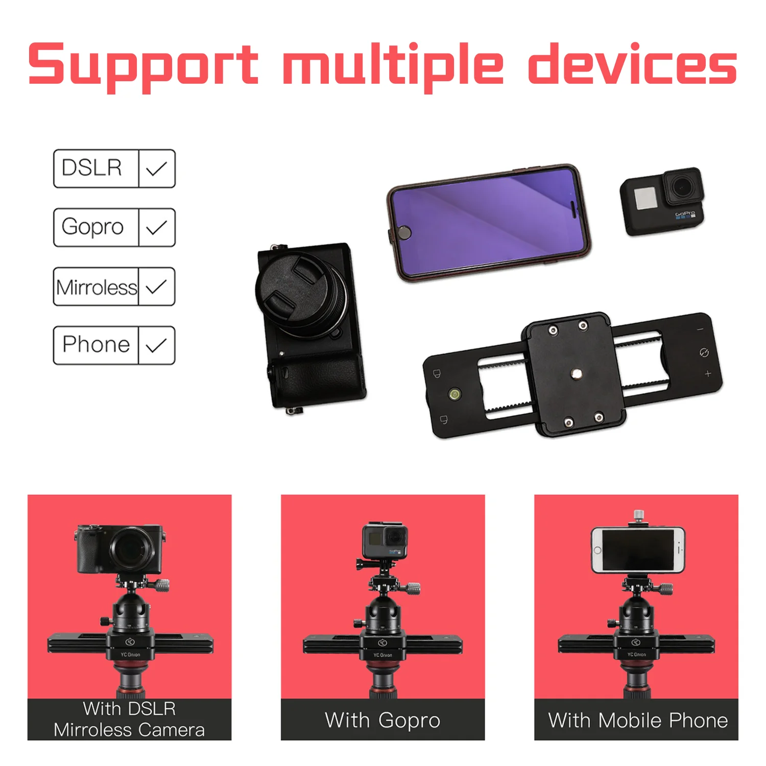 YC Onion Chocolate Slider for Camera DSLR Phone Mini Manual Portable Sliders Stabilizer for Camera 11in/28cm Travel Length