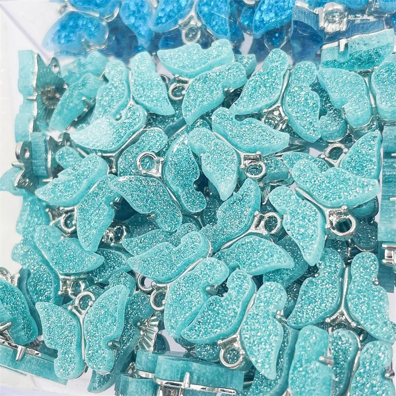 20Pcs/Lot Silver Color Butterfly Insects Charms Colorful Resin Butterfly Pendant for Bracelet Necklace Jewelry Making Supplies