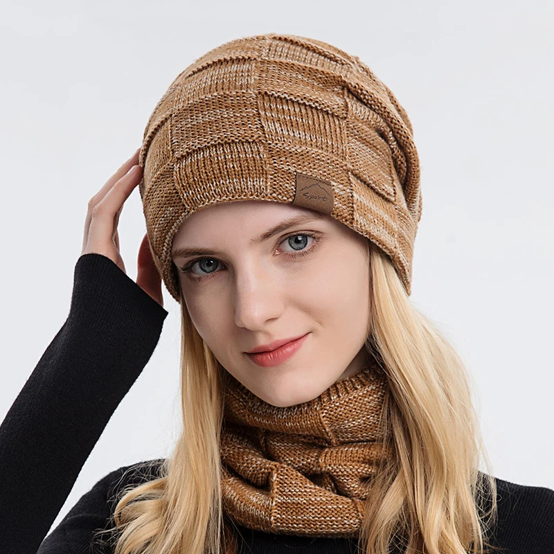 Cappelli invernali per uomo berretti Casual berretto lavorato a maglia da donna scaldino spesso sciarpa cappello set autunno coppia berretto da esterno berretti di moda