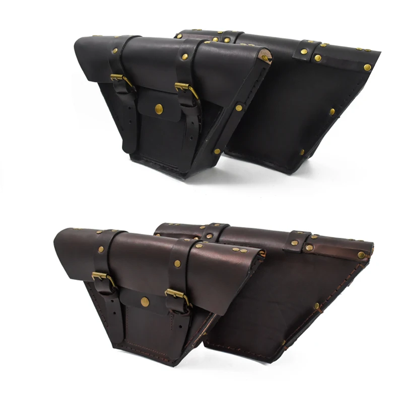 Universal Vintage Motorcycle Saddlebag Leather Bag Storage Tool Pouch Motorbike Water Bag Mutt Mash125 mash250 Side Bag Cover