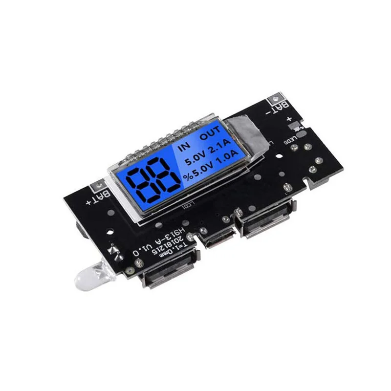 1pc dupla usb 5v 1a 2.1a banco de potência móvel 18650 placa carregador bateria lítio digital lcd carregamento módulo diy