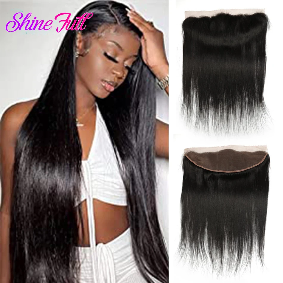 

22" Peruvian Bone Straight Lace frontal Virgin 13x4 HD Lace Frontal Closures Only Human Hair with baby hair Black Color